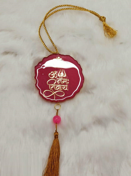 Resin 3D OM NAMHO SHIVAYE Car Hanging for Positivity (Can be Used as Home Decor, satsang Gifting, Wall Hangings, Meditation Room, Yoga Temple, Wind Chime) 1pc