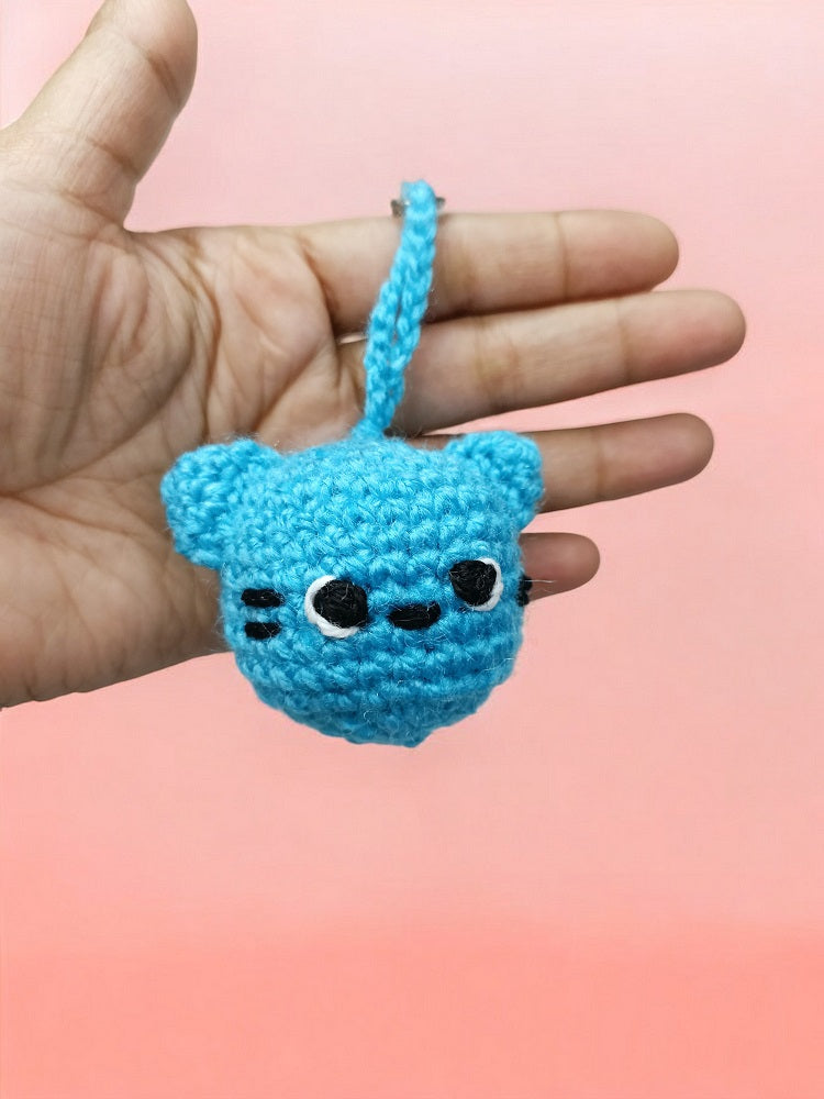 Haute Crafts Handmade Crochet Cute Catty Keychain (Washable Keychain)