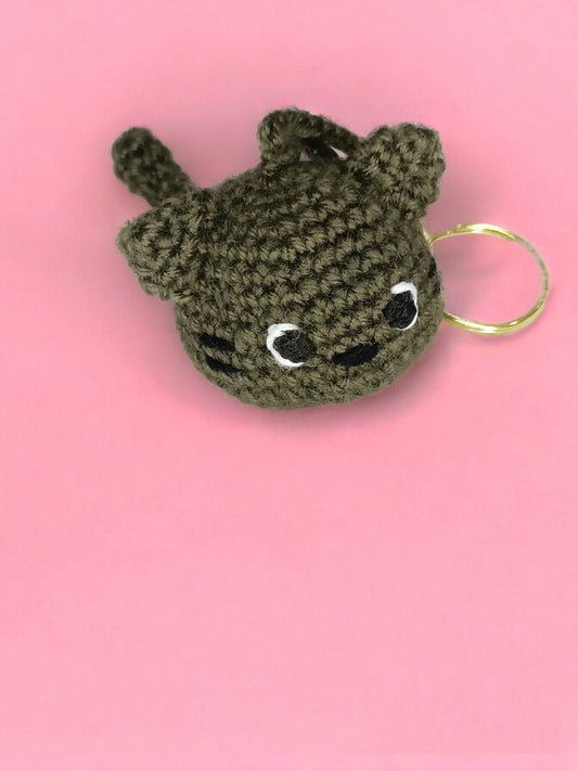 Haute Crafts Handmade Crochet Cute Catty Keychain (Washable Keychain)
