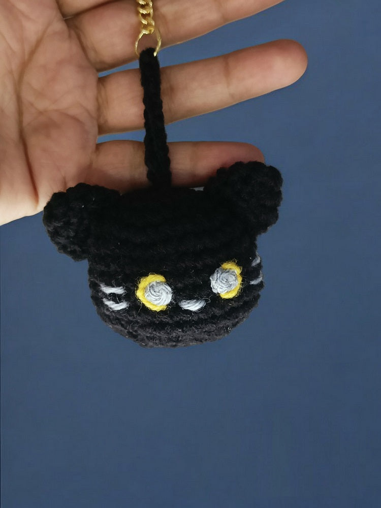 Haute Crafts Handmade Crochet Cute Catty Keychain (Washable Keychain)