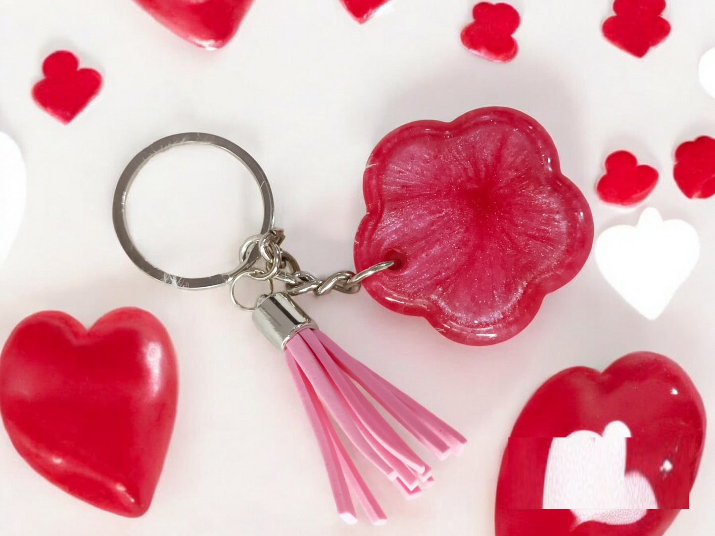Haute Crafts "Love" Theme Keychain - Tassel, Resin Alphabet Initial Letter Keychain Key Ring for Women Girls Purse Handbags, Bike, Car Keyring.Home, Small Gifts