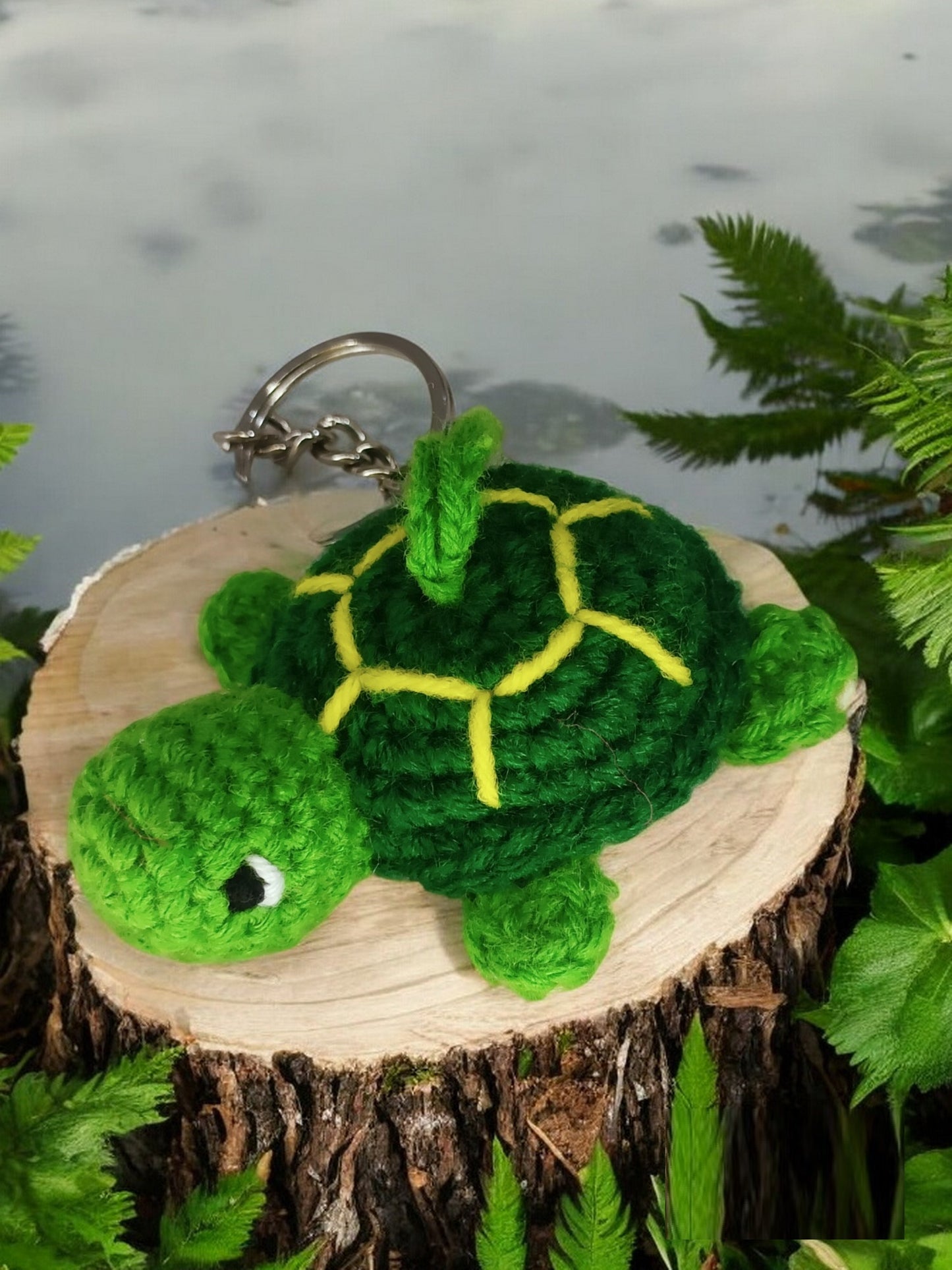 Haute Crafts Green & Dark Green, Handmade Crochet Tortoises Keychain & Toy for kids (Washable Keychain/toy)