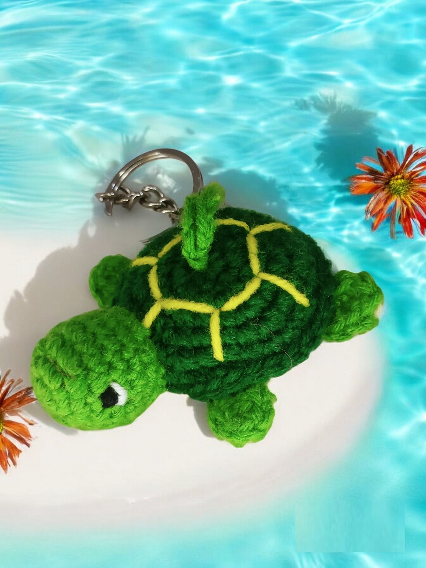 Haute Crafts Green & Dark Green, Handmade Crochet Tortoises Keychain & Toy for kids (Washable Keychain/toy)