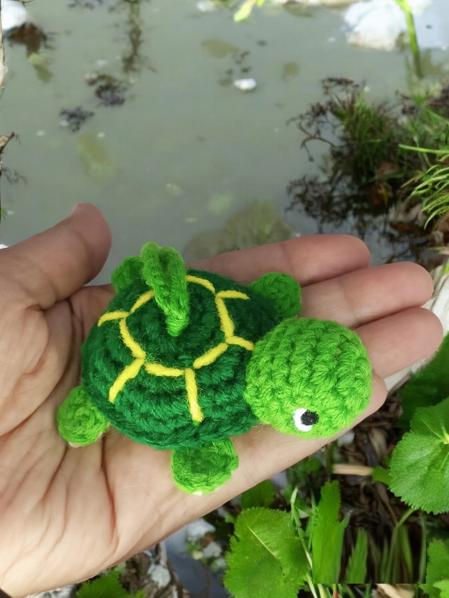 Haute Crafts Green & Dark Green, Handmade Crochet Tortoises Keychain & Toy for kids (Washable Keychain/toy)