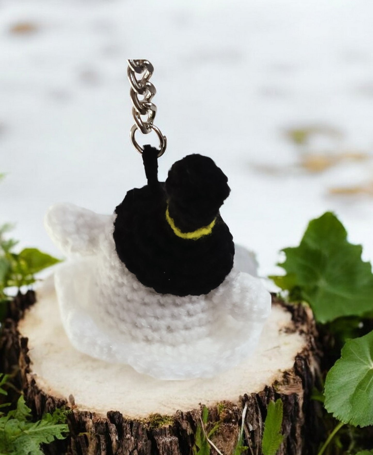 Haute Crafts Handmade Crochet White Halloween Keychain (Washable Keychain)