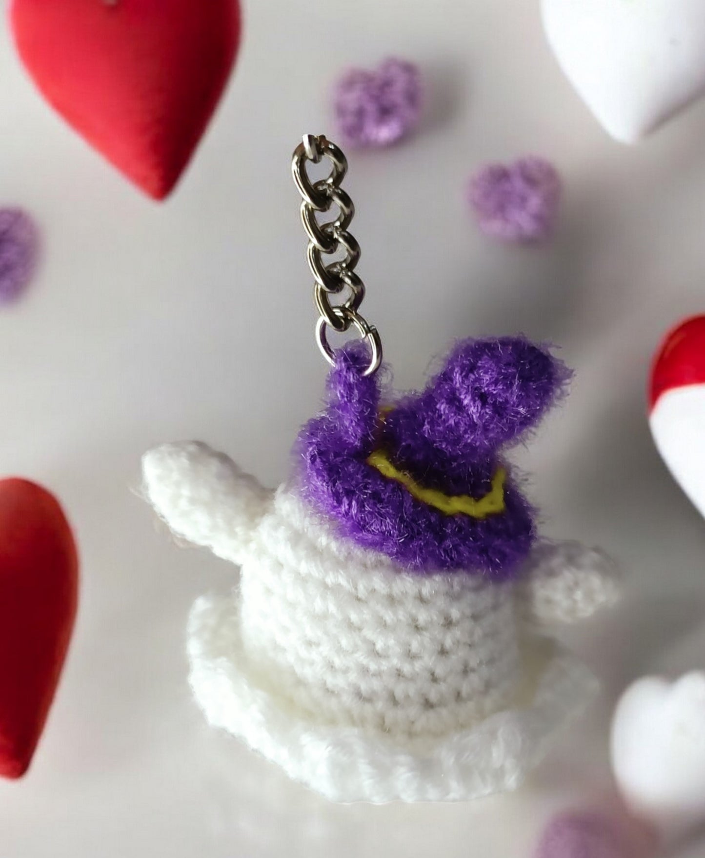 Haute Crafts Handmade Crochet White Halloween Keychain (Washable Keychain)