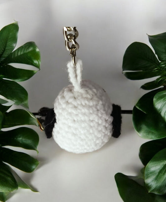 Haute Crafts Handmade Crochet White & Black Penguin Keychain (Washable Keychain)