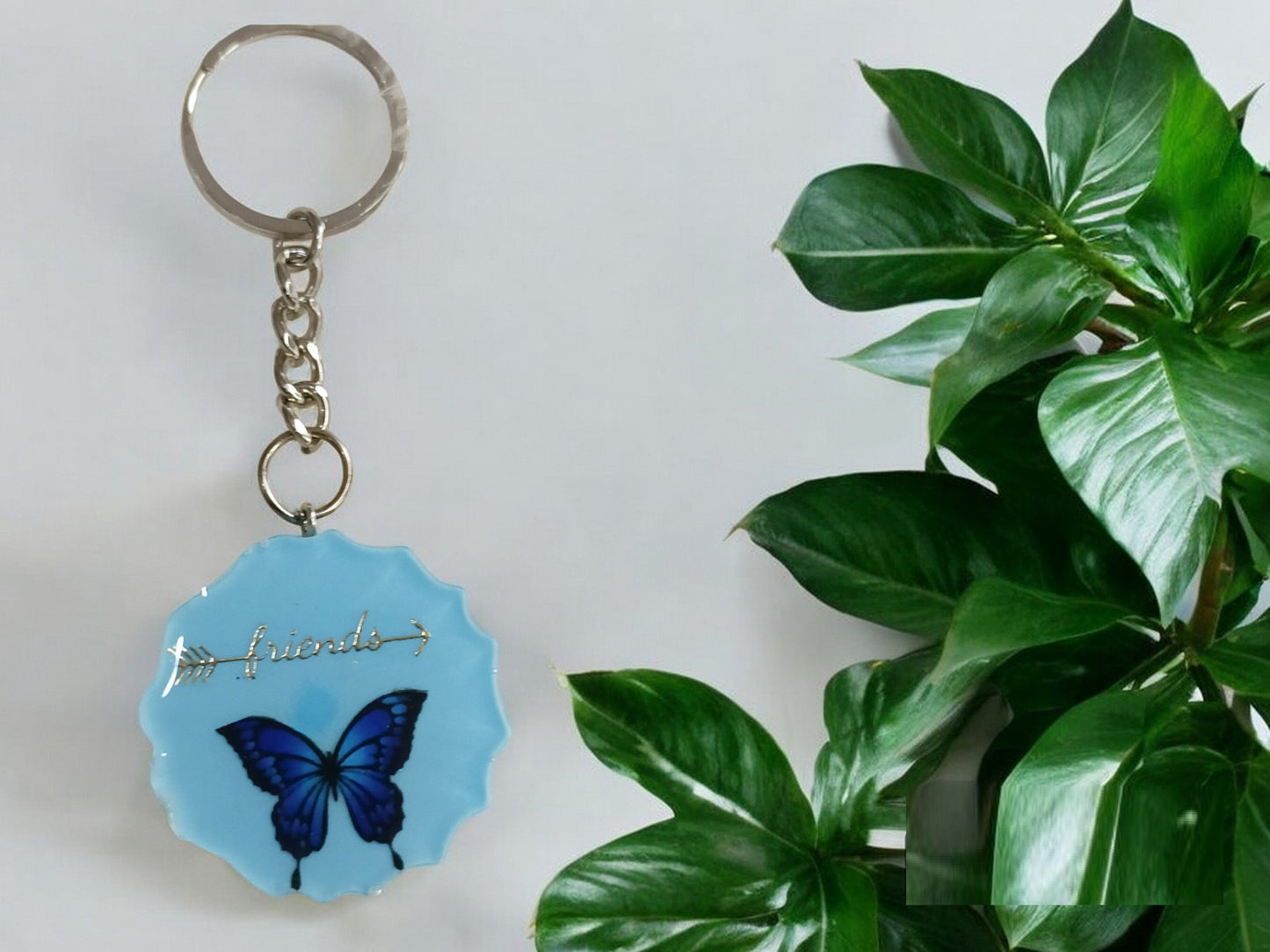 Haute Crafts Blue "Friends" Theme, Resin Alphabet Initial Letter Keychain Key Ring for Women Girls Purse Handbags, Bike, Car Keyring