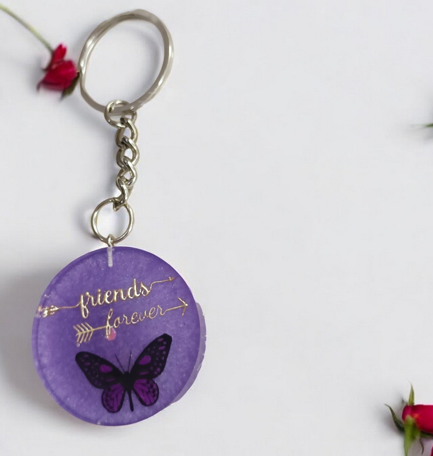 Haute Crafts Blue "Friends Forever" Theme, Resin Alphabet Initial Letter Keychain Key Ring for Women Girls Purse Handbags, Bike, Car Keyring