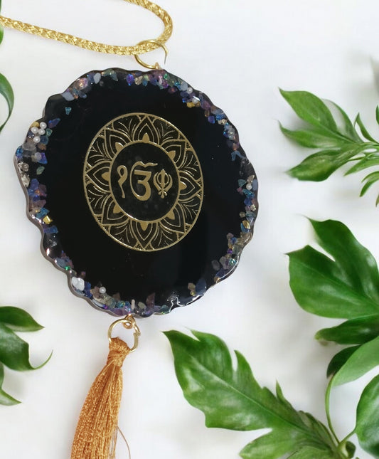 3D  " Ik Onkar "  Car Hanging for Positivity (Can be Used as Home Decor, satsang Gifting, Wall Hangings, Meditation Room, Yoga Temple, Wind Chime) 1pc