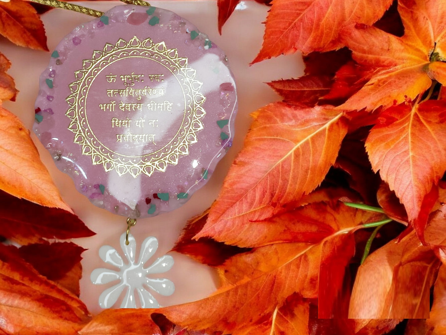 3D Gayatri Mantra, Car Hanging for Positivity (Can be Used as Home Decor, satsang Gifting, Wall Hangings, Meditation Room, Yoga Temple, Wind Chime) 1pc