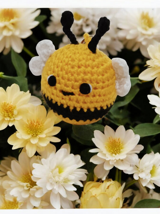 Haute Crafts Handmade Crochet  "Honey Bee" Keychain (Washable Keychain)
