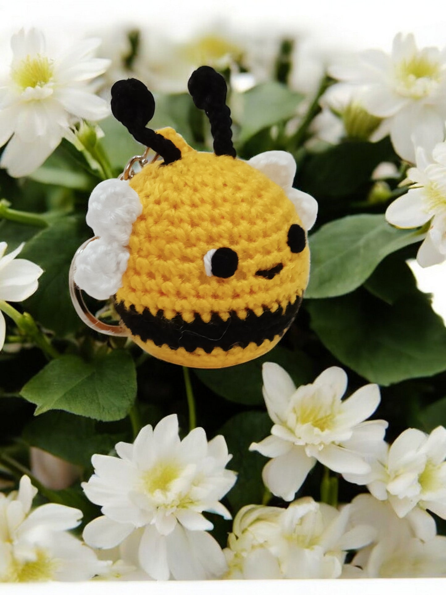 Haute Crafts Handmade Crochet "Honey Bee" Keychain (Washable Keychain)