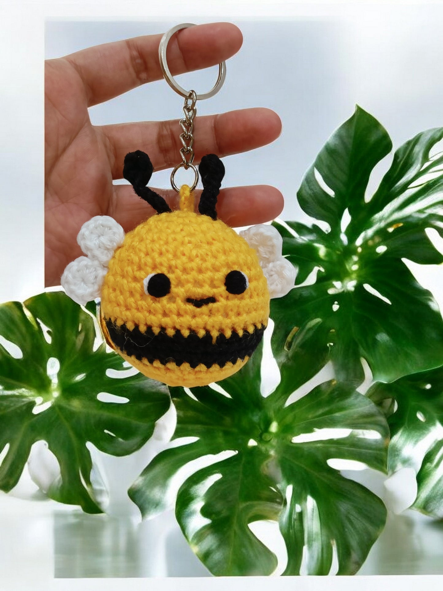 Haute Crafts Handmade Crochet "Honey Bee" Keychain (Washable Keychain)
