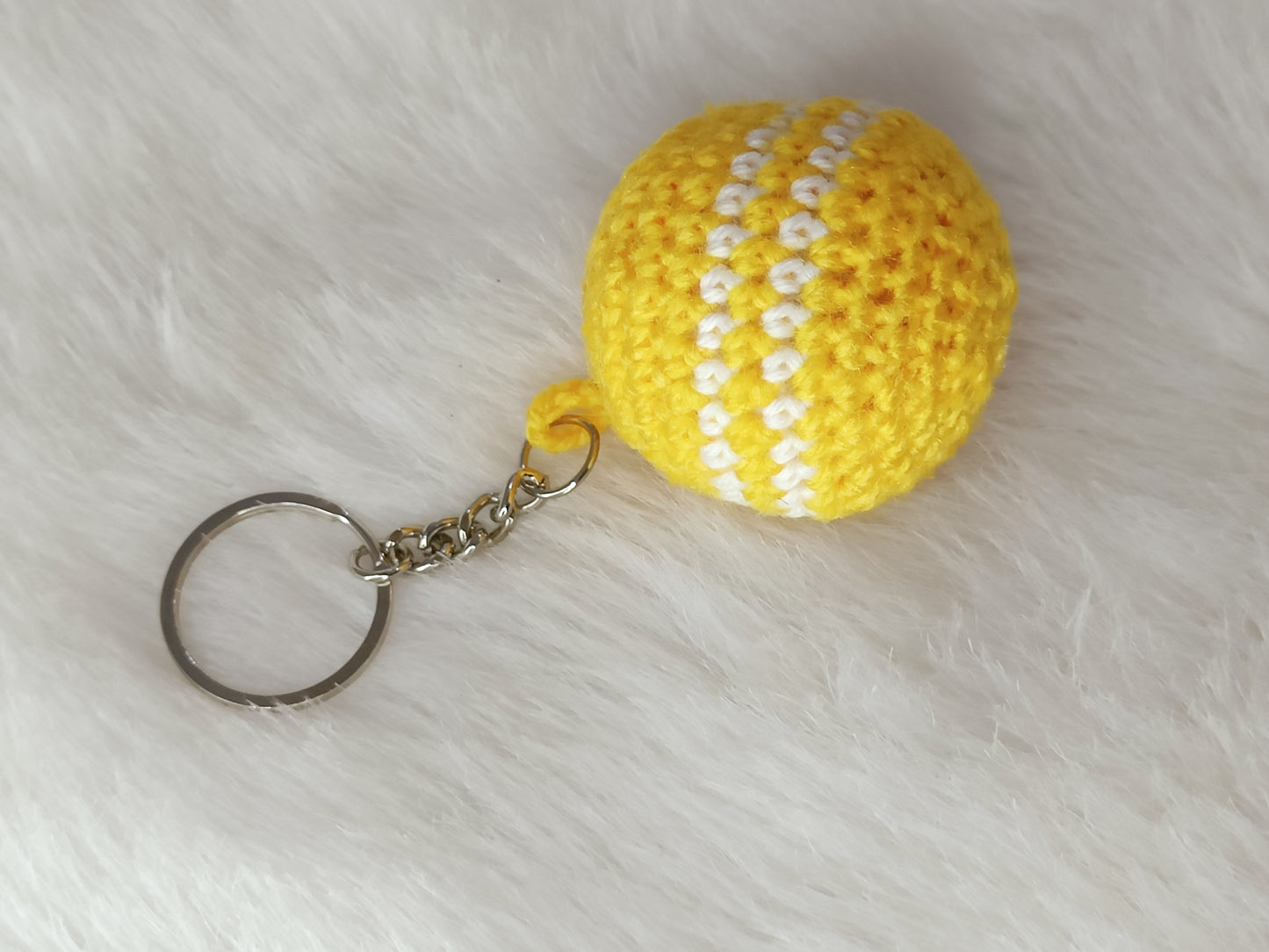 Haute Crafts Handmade Crochet Cute Yellow Keychain Washable Keychain)