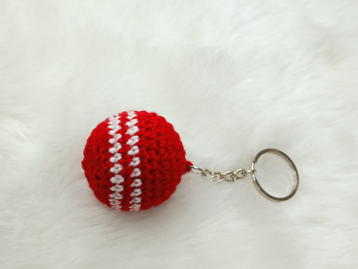 Haute Crafts Handmade Crochet Cute Red Ball Keychain Washable Keychain)