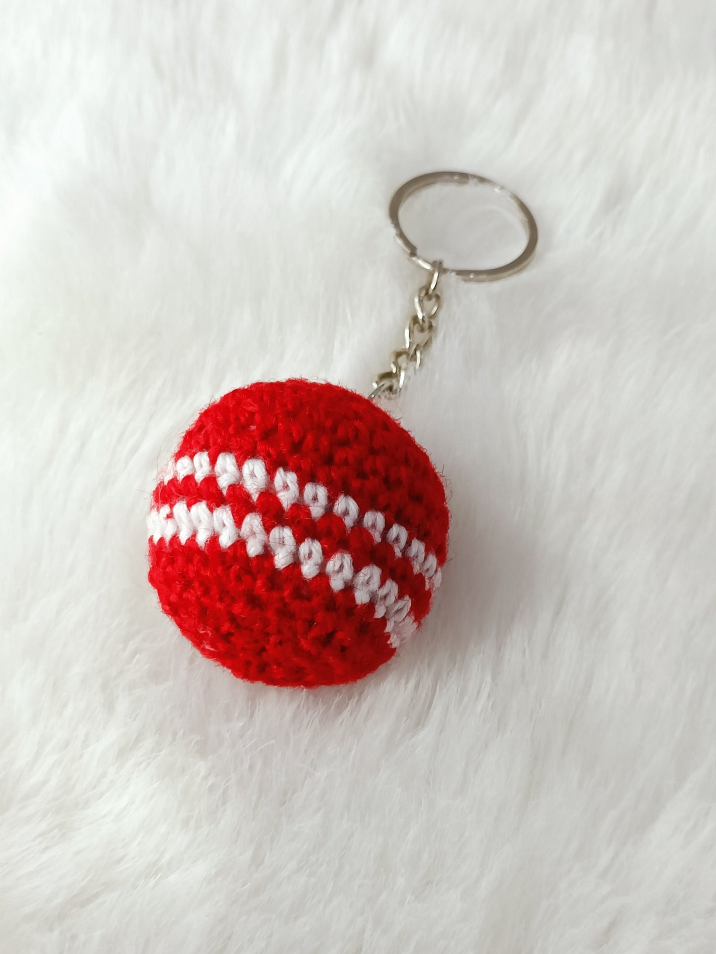 Haute Crafts Handmade Crochet Cute Red Ball Keychain Washable Keychain)