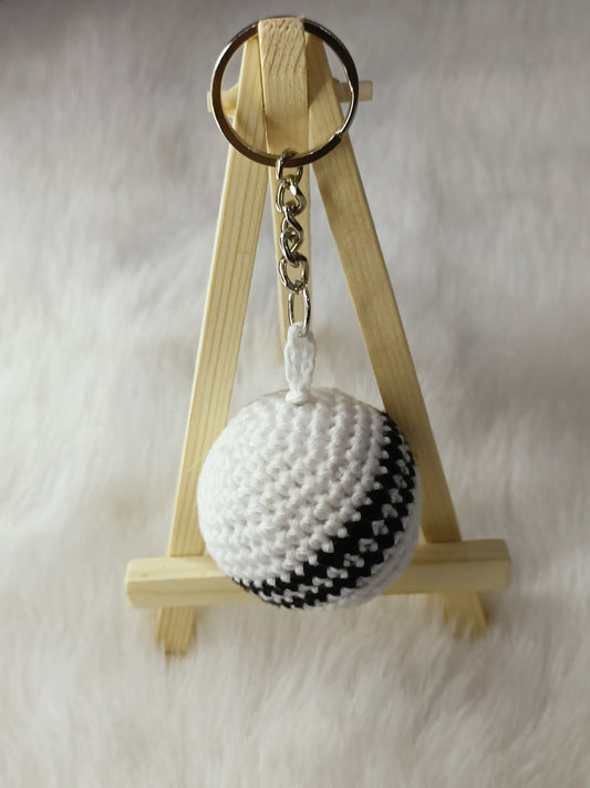 Haute Crafts Handmade Crochet Cute White Ball  Keychain  Washable Keychain)