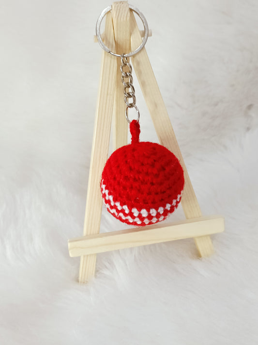 Haute Crafts Handmade Crochet Cute Red Ball  Keychain  Washable Keychain)