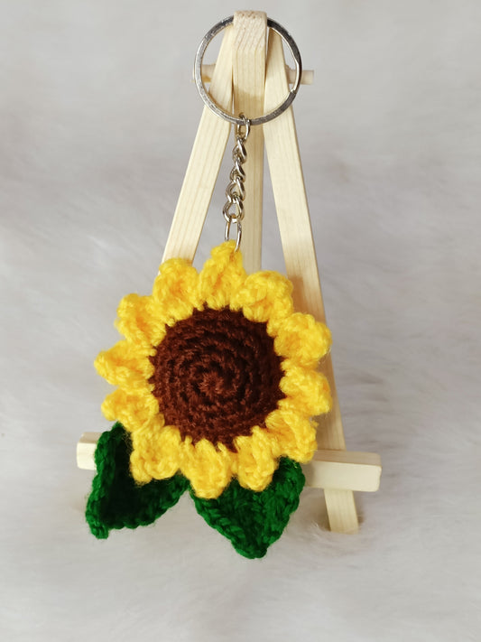Haute Crafts Handmade Crochet Cute Sunflower Keychain (Washable Keychain)