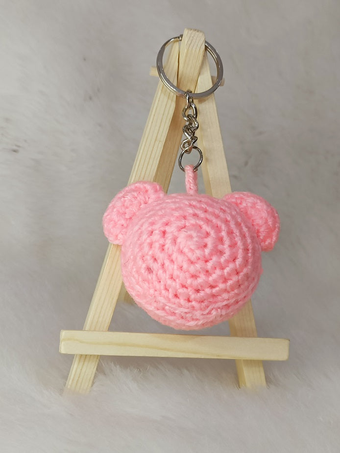 Haute Crafts Handmade Crochet Teddy Bear Keychain (Washable Keychain) Light Pink