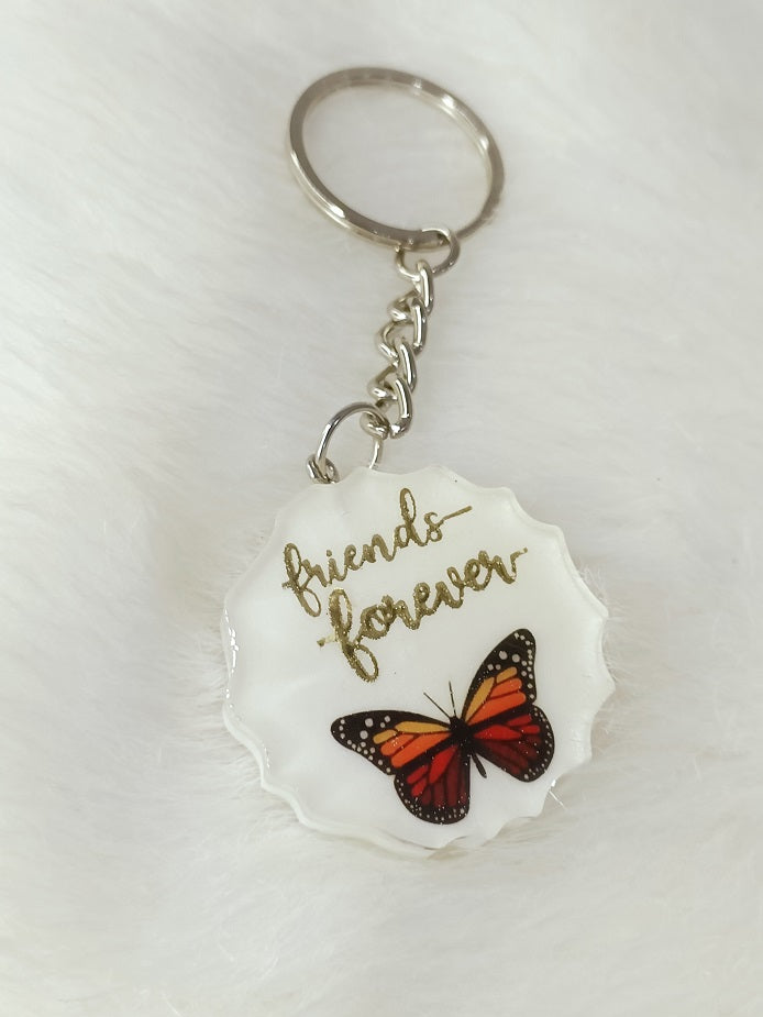 Haute Crafts "Friends Forever" Theme, Resin Alphabet Initial Letter Keychain Key Ring for Women Girls Purse Handbags, Bike, Car Keyring