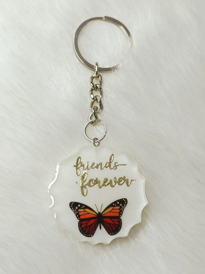 Haute Crafts "Friends Forever" Theme, Resin Alphabet Initial Letter Keychain Key Ring for Women Girls Purse Handbags, Bike, Car Keyring