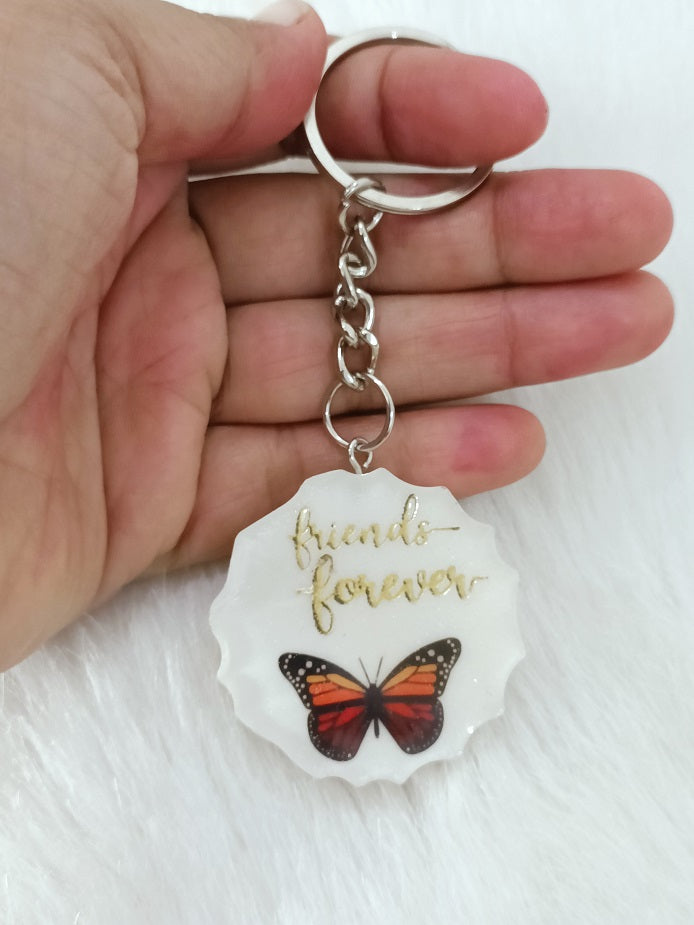 Haute Crafts "Friends Forever" Theme, Resin Alphabet Initial Letter Keychain Key Ring for Women Girls Purse Handbags, Bike, Car Keyring