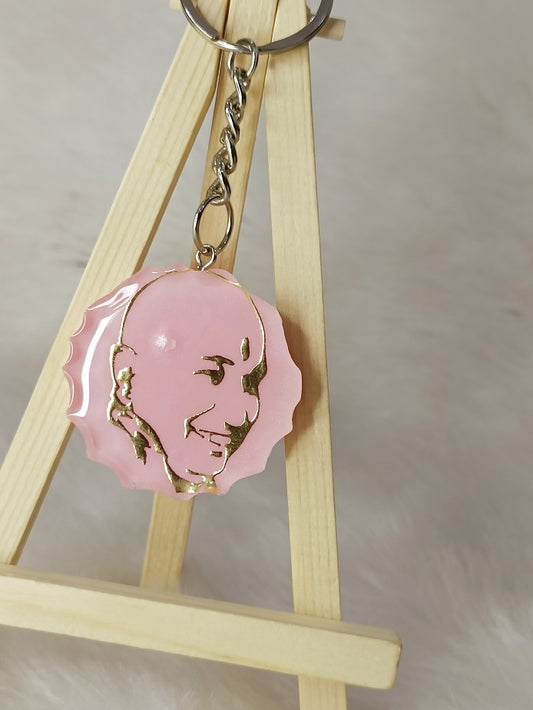 product Haute Crafts "Jai Guru ji" Theme, Resin Alphabet Initial Letter Keychain Key Ring for Women Girls Purse Handbags, Bike, Car Keyring