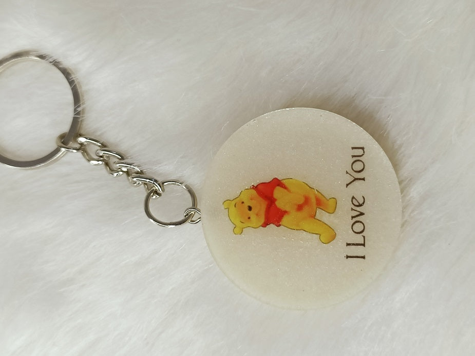 Haute Crafts "I LOVE YOU" Theme Keychain - Resin Alphabet Initial Letter Keychain Key Ring for Women Girls Purse Handbags, Bike, Car Keyring.Home, Small Gifts