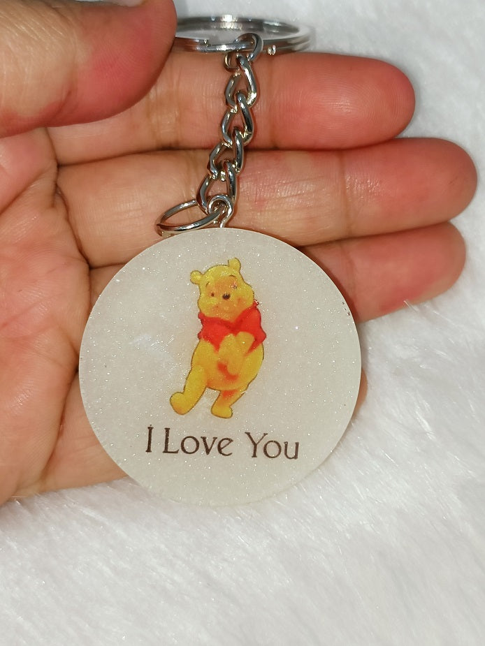 Haute Crafts "I LOVE YOU" Theme Keychain - Resin Alphabet Initial Letter Keychain Key Ring for Women Girls Purse Handbags, Bike, Car Keyring.Home, Small Gifts