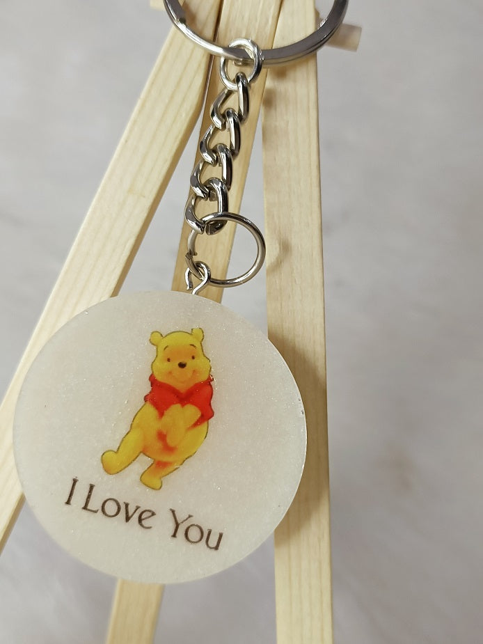 Haute Crafts "I LOVE YOU" Theme Keychain - Resin Alphabet Initial Letter Keychain Key Ring for Women Girls Purse Handbags, Bike, Car Keyring.Home, Small Gifts