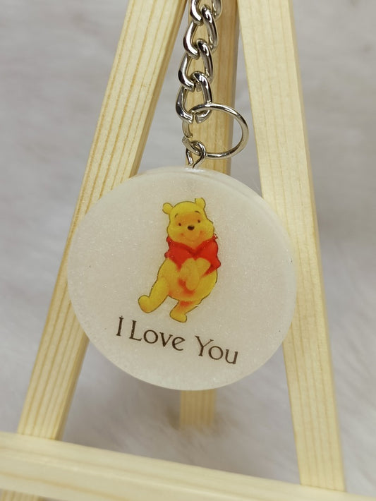 Haute Crafts "I LOVE YOU" Theme Keychain - Resin Alphabet Initial Letter Keychain Key Ring for Women Girls Purse Handbags, Bike, Car Keyring.Home, Small Gifts