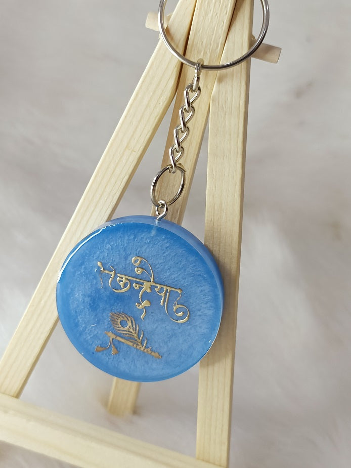 Haute Crafts "Kanhiya" Theme Keychain - Resin Alphabet Initial Letter Keychain Key Ring for Women Girls Purse Handbags, Bike, Car Keyring.Home, Small Gifts