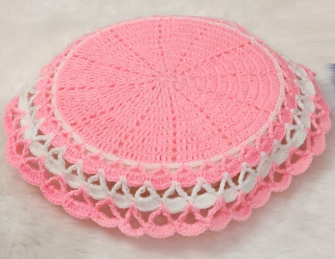 Haute Crafts Handcrafted Crochet Thalposh, Woolen Puja Thali Cover for Temple, Thal Posh Plate Cover (Multicolor, 16'' Round)