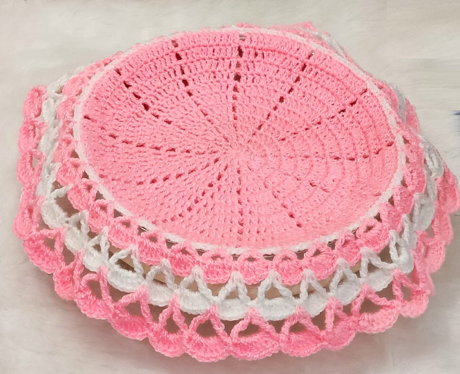 Haute Crafts Handcrafted Crochet Thalposh, Woolen Puja Thali Cover for Temple, Thal Posh Plate Cover (Multicolor, 16'' Round)