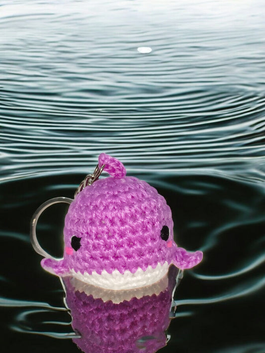 Haute Crafts Handmade Crochet Cute Whale Fish Keychain (Washable Keychain)