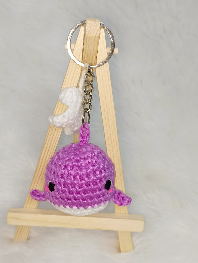 Haute Crafts Handmade Crochet Cute Whale Fish Keychain (Washable Keychain)