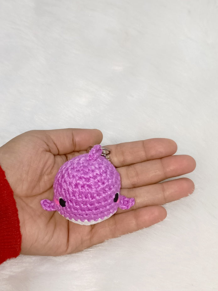Haute Crafts Handmade Crochet Cute Whale Fish Keychain (Washable Keychain)