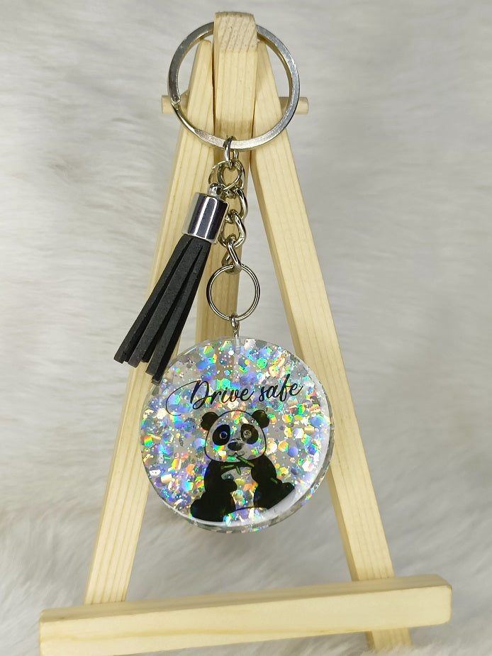 Haute Crafts "Drive Safe" Theme Keychain - Resin Alphabet Initial Letter Keychain Key Ring for Women Girls Purse Handbags, Bike, Car Keyring.Home, Small Gifts