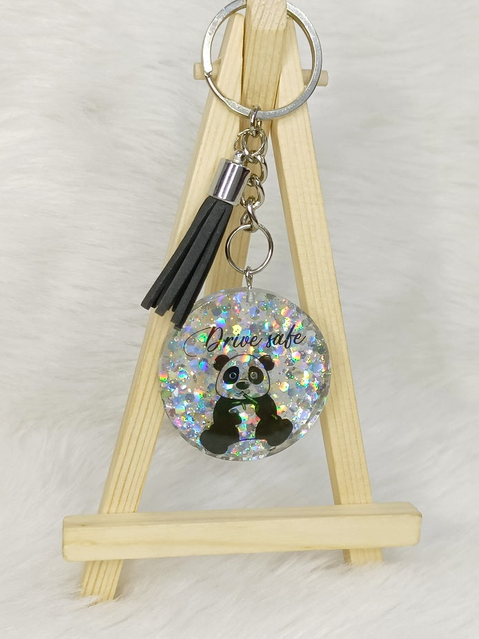 Haute Crafts "Drive Safe" Theme Keychain - Resin Alphabet Initial Letter Keychain Key Ring for Women Girls Purse Handbags, Bike, Car Keyring.Home, Small Gifts