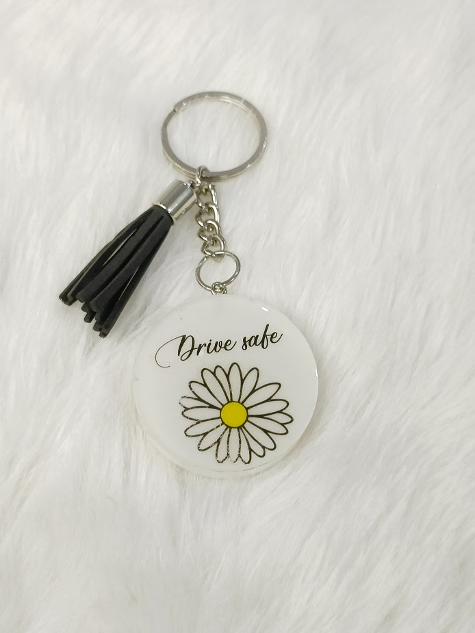 Haute Crafts "Drive Safe" Theme Keychain - Resin Alphabet Initial Letter Keychain Key Ring for Women Girls Purse Handbags, Bike, Car Keyring.Home, Small Gifts