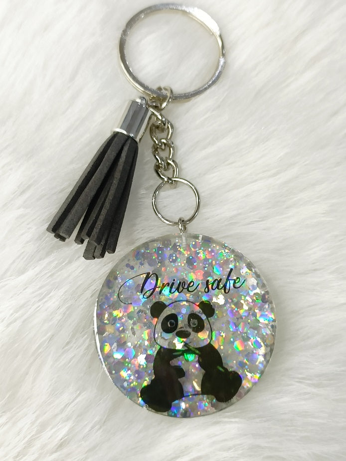 Haute Crafts "Drive Safe" Theme Keychain - Resin Alphabet Initial Letter Keychain Key Ring for Women Girls Purse Handbags, Bike, Car Keyring.Home, Small Gifts