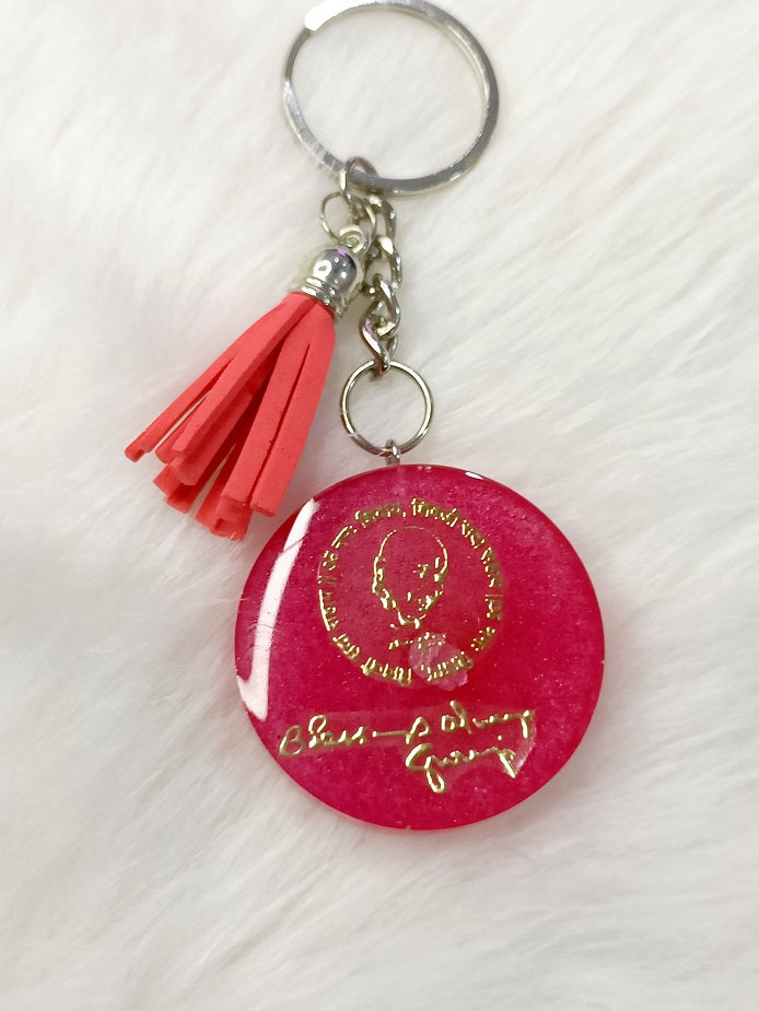 Haute Crafts "Jai Guru ji" Theme, Resin Alphabet Initial Letter Keychain Key Ring for Women Girls Purse Handbags, Bike, Car Keyring