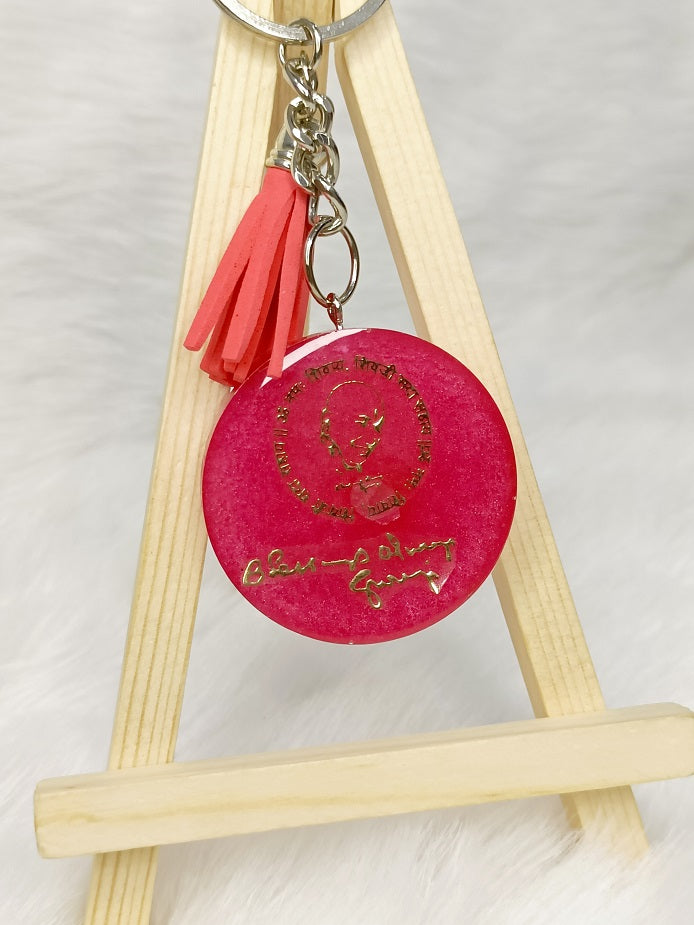Haute Crafts "Jai Guru ji" Theme, Resin Alphabet Initial Letter Keychain Key Ring for Women Girls Purse Handbags, Bike, Car Keyring