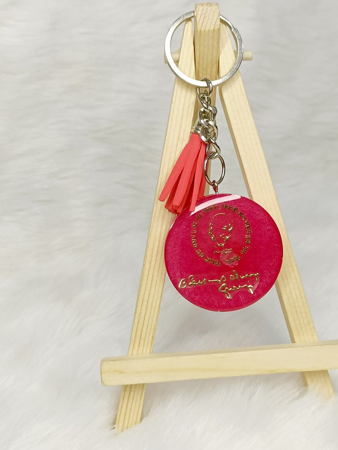 Haute Crafts "Jai Guru ji" Theme, Resin Alphabet Initial Letter Keychain Key Ring for Women Girls Purse Handbags, Bike, Car Keyring