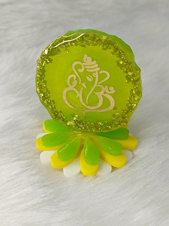 Haute Crafts 2.5 Inch Resin art Handcrafted Premium "Ganesha" for Car Dashboard, Home Decor, Puja Ghar and Gifting.