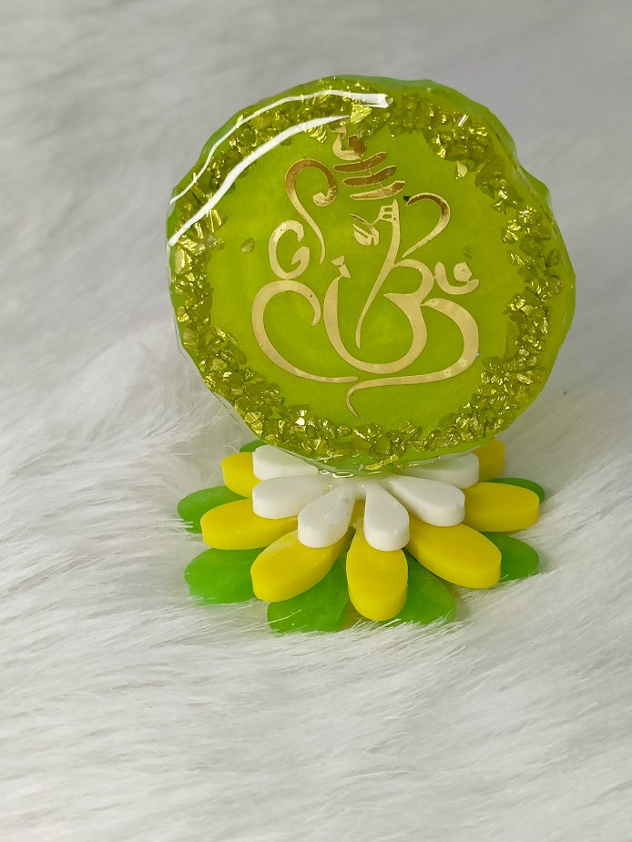 Haute Crafts 2.5 Inch Resin art Handcrafted Premium "Ganesha" for Car Dashboard, Home Decor, Puja Ghar and Gifting.