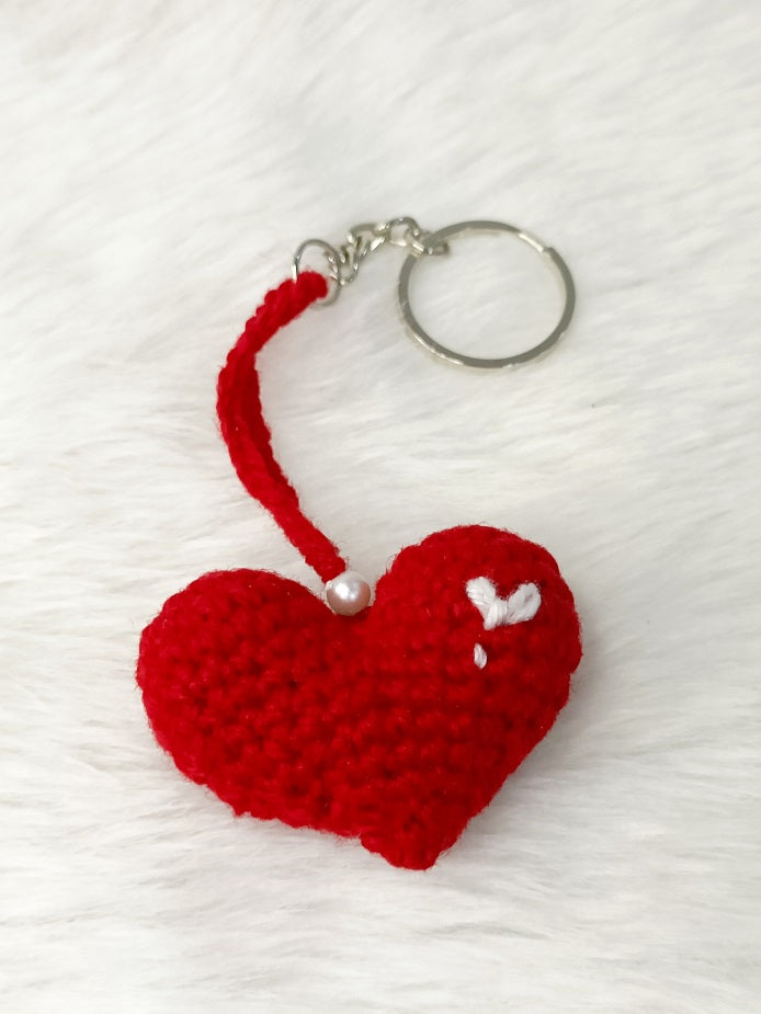 Haute Crafts Handcrafted Crochet Red Heat Woolen Keychain.