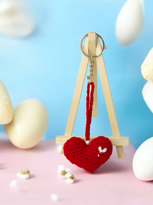 Haute Crafts Handcrafted Crochet Red Heat Woolen Keychain.